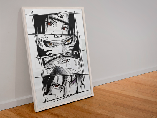 Naruto, Sasuke, Itachi Poster - Iconic Sharingan Eyes, Unframed, Multiple Sizes Options Anime Wall Art Decor