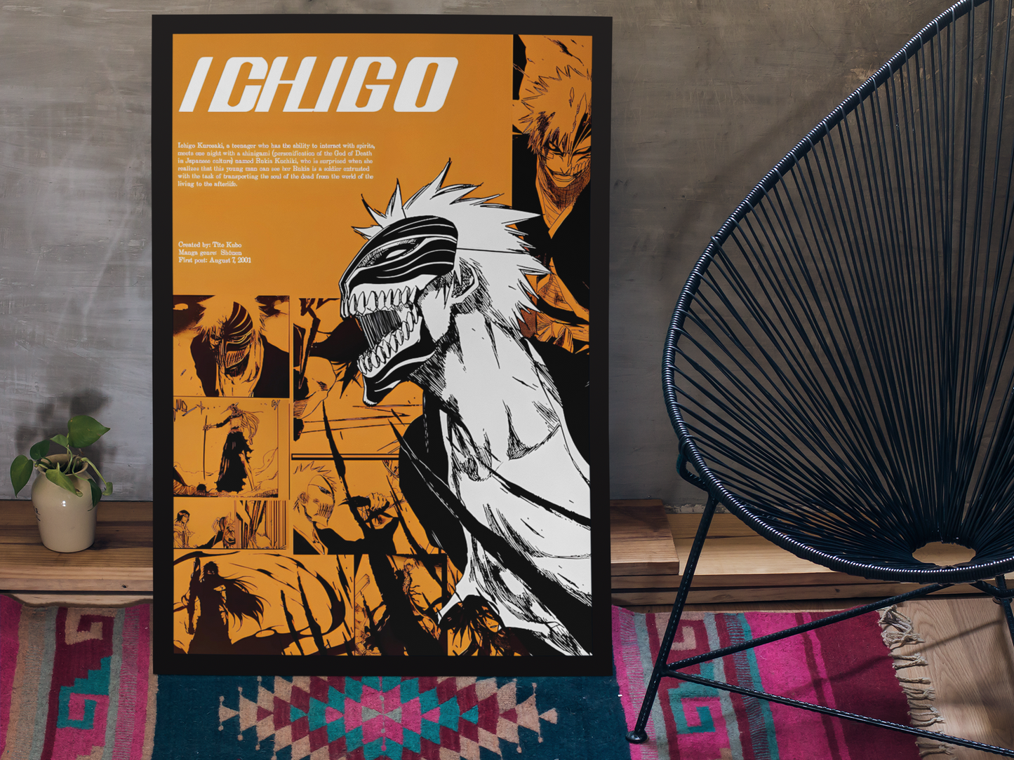 Ichigo Kurosaki Poster – Bleach Anime Wall Art | Hollow Form Manga Design | Unframed