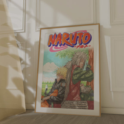 Naruto x Jiraiya Anime Poster – Iconic Sensei & Student Bond – High-Quality Unframed Wall Art
